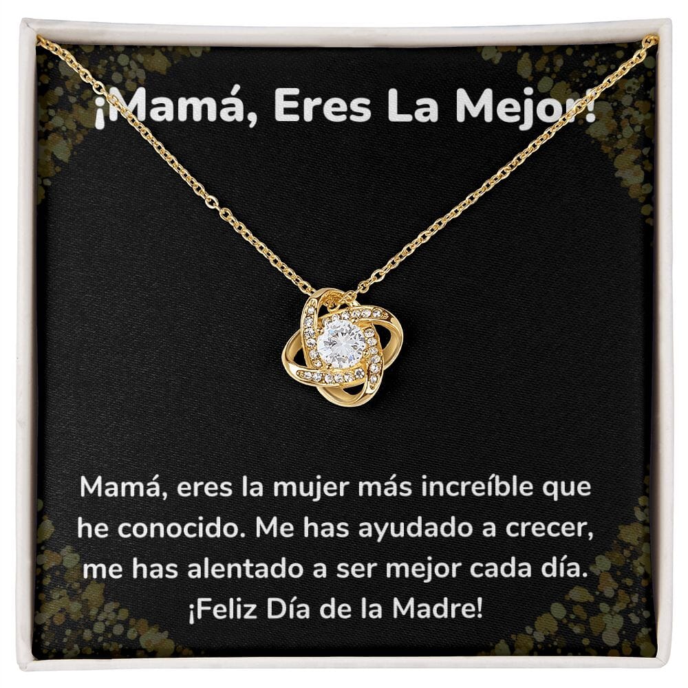 ¡Mamá, Eres La Mejor! Collar Para Mamá Nudo de Amor (LoveKnot) Jewelry/LoveKnot Acabado en Oro Amarillo de 18 quilates Cajita Estándar (GRATIS) 