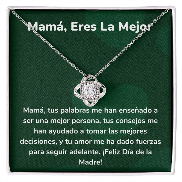 Mamá, Eres La Mejor Collar Para Mamá Nudo de Amor (LoveKnot) Jewelry ShineOn Fulfillment Acabado en oro blanco de 14 k Cajita Estándar (GRATIS) 