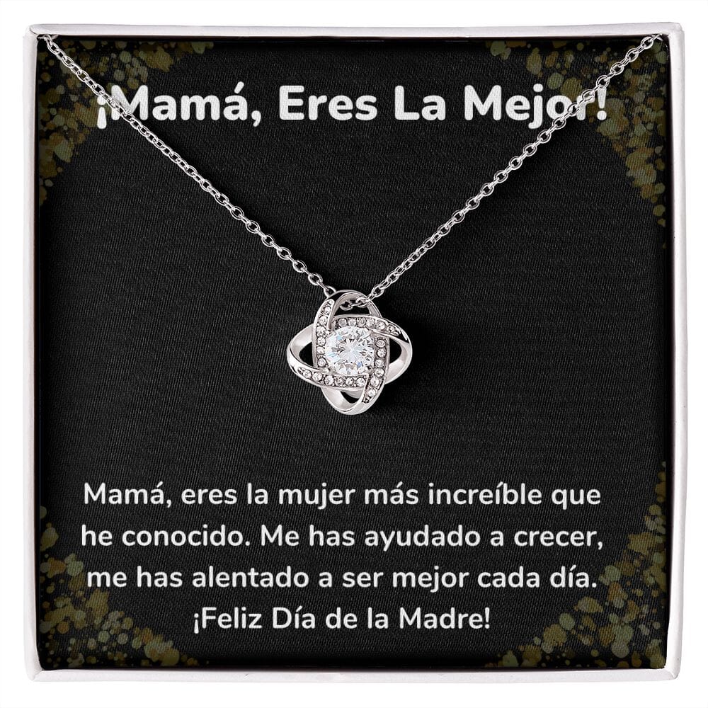 ¡Mamá, Eres La Mejor! Collar Para Mamá Nudo de Amor (LoveKnot) Jewelry ShineOn Fulfillment Acabado en oro blanco de 14 k Cajita Estándar (GRATIS) 