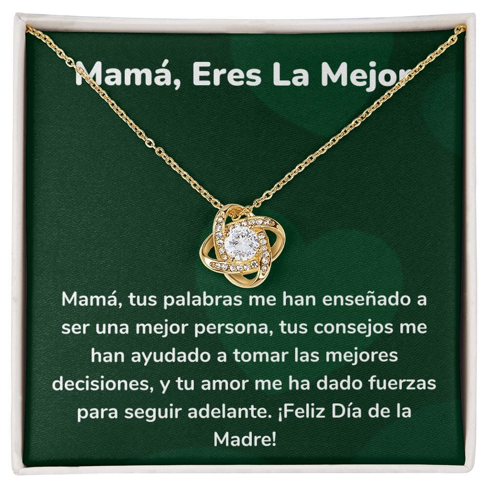 Mamá, Eres La Mejor Collar Para Mamá Nudo de Amor (LoveKnot) Jewelry/LoveKnot Acabado en Oro Amarillo de 18 quilates Cajita Estándar (GRATIS) 