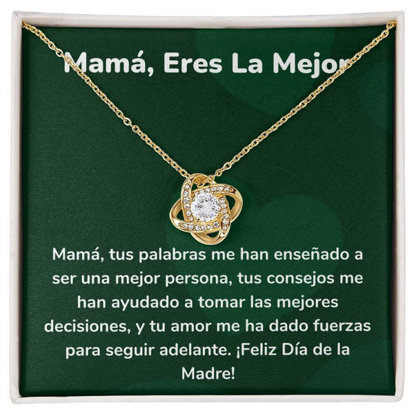 Mamá, Eres La Mejor Collar Para Mamá Nudo de Amor (LoveKnot) Jewelry/LoveKnot Acabado en Oro Amarillo de 18 quilates Cajita Estándar (GRATIS) 