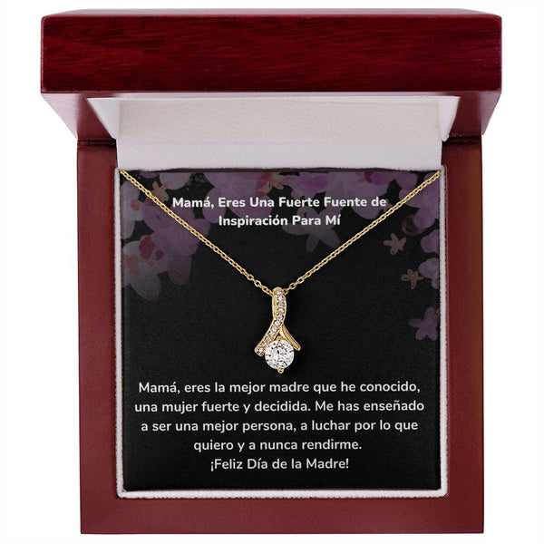 Mamá, Eres Una Fuerte Fuente de Inspiración Para Mí Collar Belleza Seductora (Alluring Beauty) Para Mamá Jewelry/AlluringBeauty Acabado en Oro Amarillo de 18 quilates Luxury Box 