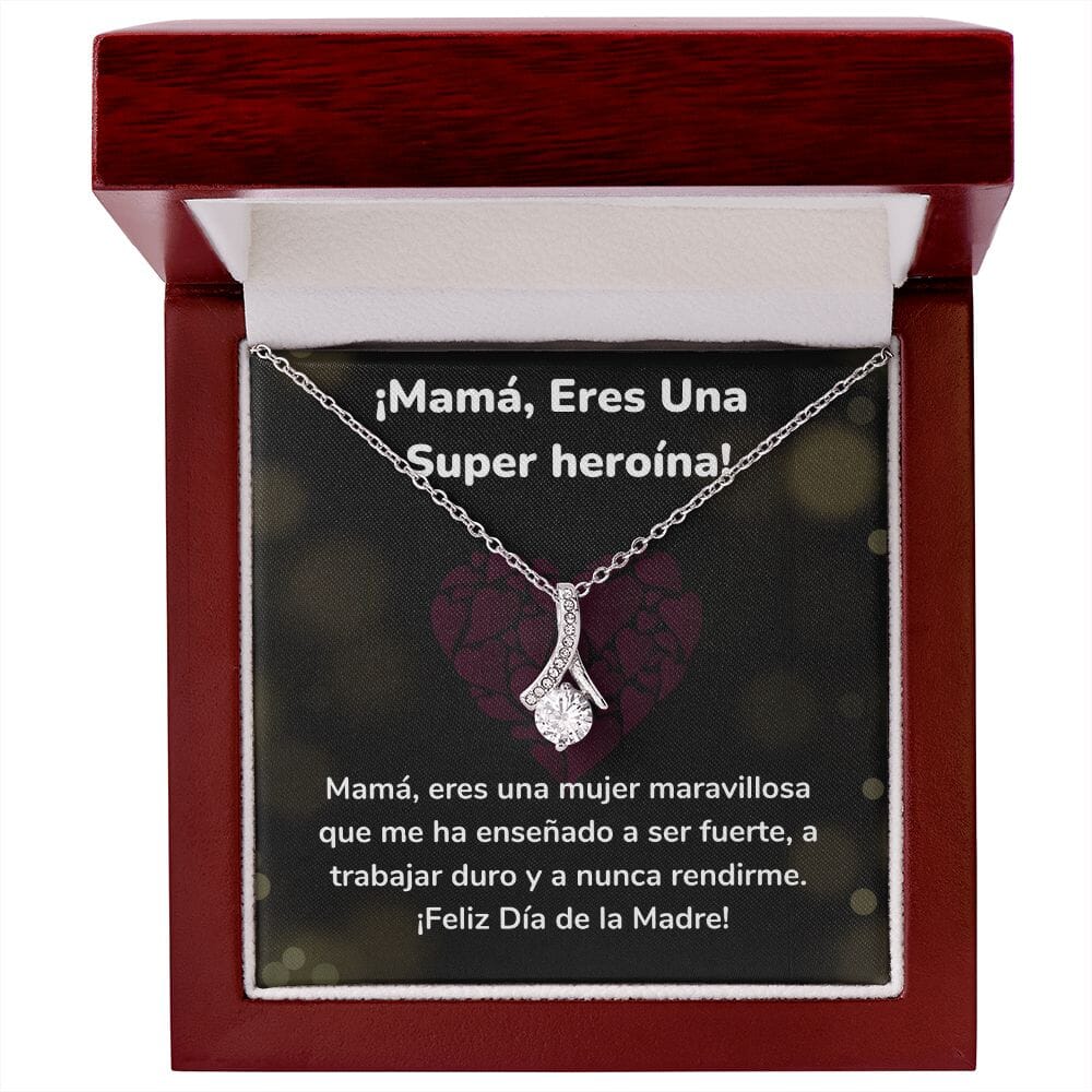 ¡Mamá, Eres Una Super heroína! Collar Belleza Seductora (Alluring Beauty) Para Mamá Jewelry ShineOn Fulfillment Acabado en oro blanco de 14 k Luxury Box 