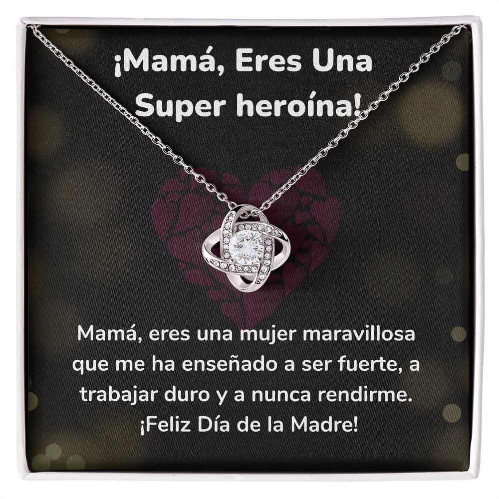 ¡Mamá, Eres Una Super heroína! - Collar para Mamá (Nudo de Amor) Love Knot Jewelry ShineOn Fulfillment Acabado en oro blanco de 14 k Standard Box 