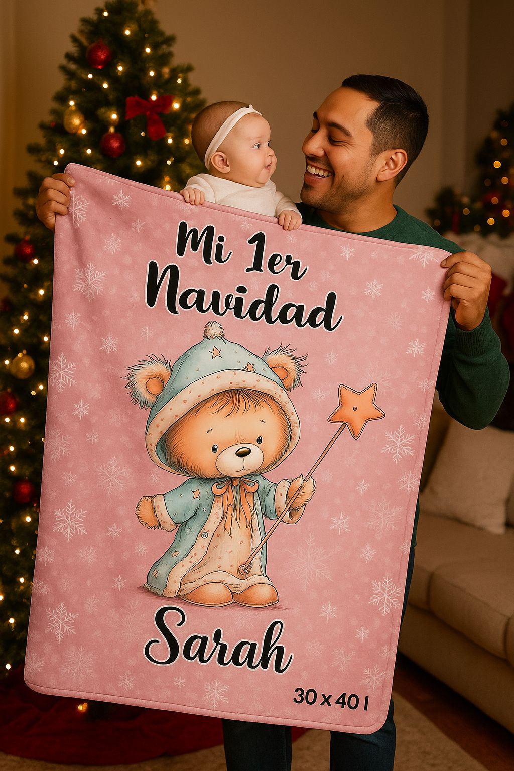 🎀 Manta Personalizada “Mi 1ra Navidad” – Especial para Bebé Niña Jewelry 