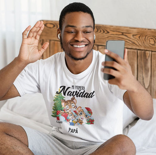 Mi Primera Navidad Como - T-shirt Playera Individual Personalizada 