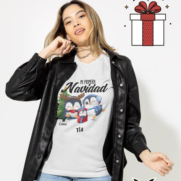 Mi Primera Navidad Como - T-shirt Playera Individual Personalizada Regalos.Gifts 