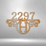 Monograma de dirección con número de Casa y letra inicial - Letrero de acero Custom My Easy Monogram Copper 12