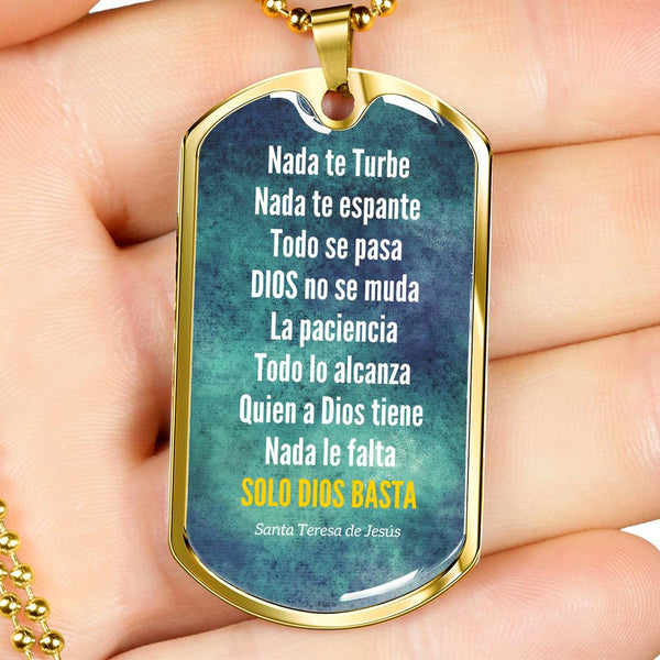 Nada te Turbe Nada te espante... Santa Teresa de Jesús (Placa collar Verde Esmeralda) Jewelry ShineOn Fulfillment 