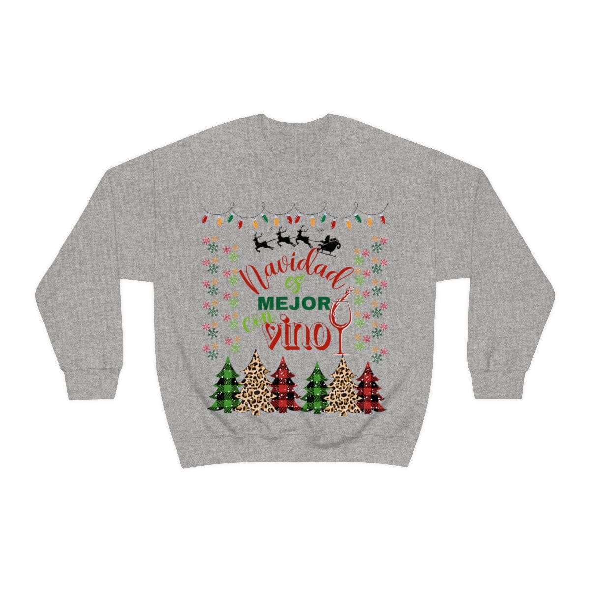 Navidad es mejor con Vino - Ugly Sweater para Navidad Sweatshirt Printify S Sport Grey 