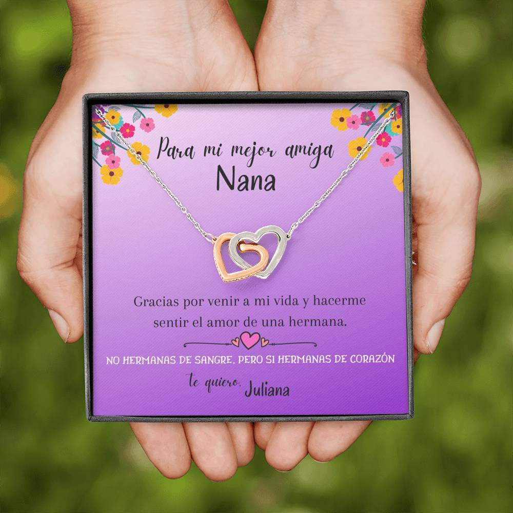 No hermanas de sangre, pero si hermanas de corazón - Collar de Dos Corazones para la Mejor Amiga Jewelry 