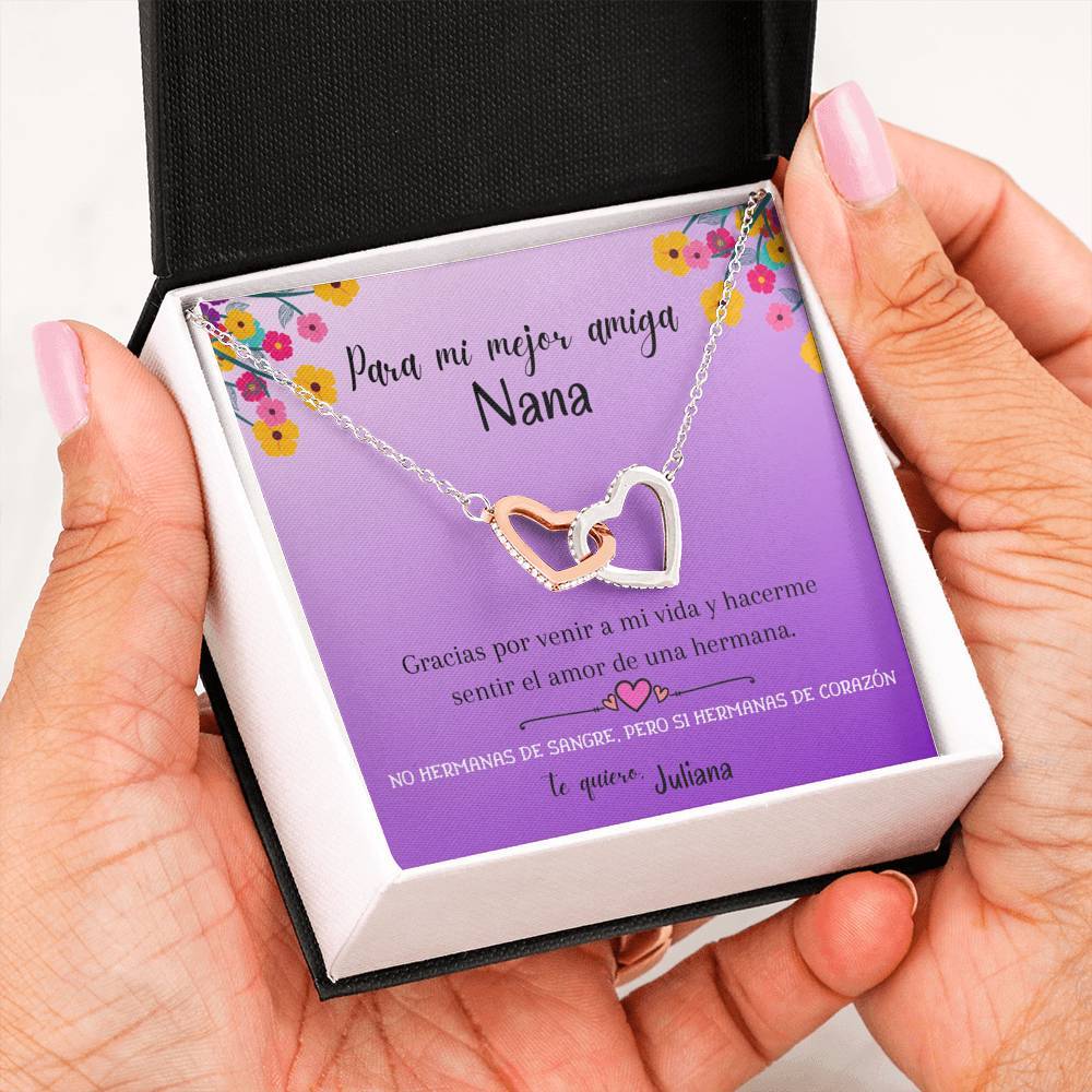 No hermanas de sangre, pero si hermanas de corazón - Collar de Dos Corazones para la Mejor Amiga Jewelry 