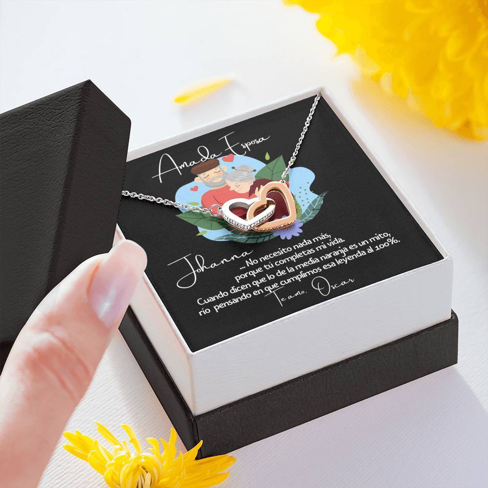 No necesito nada más porque tu completas mi vida… - Regalo para la media naranja - - Collar de Dos Corazones Jewelry 