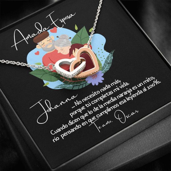 No necesito nada más porque tu completas mi vida… - Regalo para la media naranja - - Collar de Dos Corazones Jewelry 