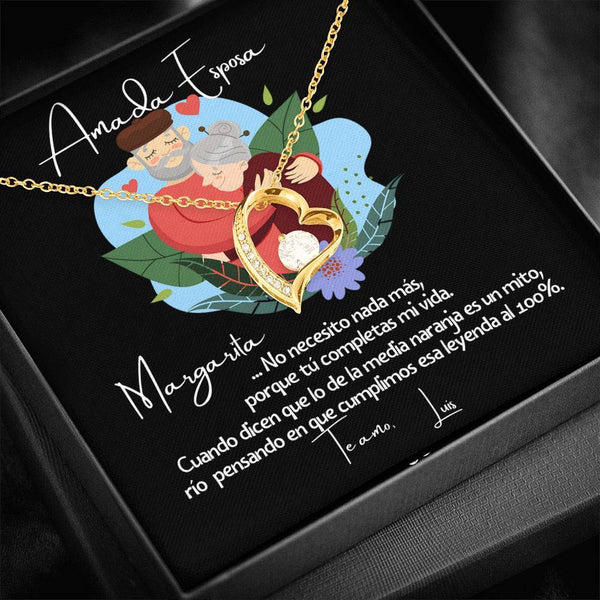 No necesito nada más porque tu completas mi vida… - Regalo para la media naranja - Collar Forever Love para la Esposa. Jewelry/ForeverLove 18k Yellow Gold Finish 