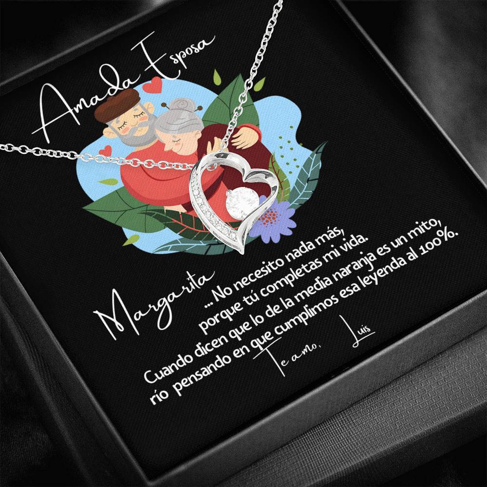 No necesito nada más porque tu completas mi vida… - Regalo para la media naranja - Collar Forever Love para la Esposa. Jewelry/ForeverLove 14k White Gold Finish 