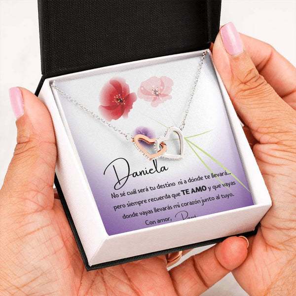No sé cuál será tu destino…- collar 2 corazones. Personaliza la tarjeta para esa persona que esta lejos. Jewelry 
