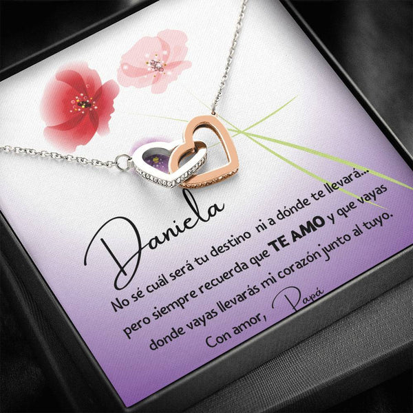 No sé cuál será tu destino…- collar 2 corazones. Personaliza la tarjeta para esa persona que esta lejos. Jewelry 