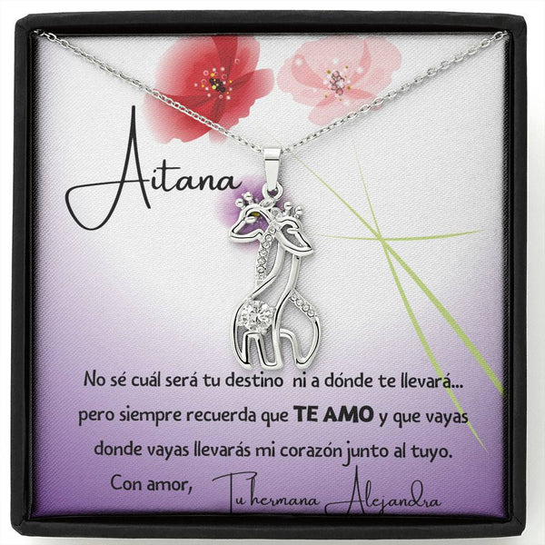 No sé cuál será tu destino…- Collar 2 Jirafas. Personaliza la tarjeta para esa persona que amas y está lejos. Jewelry 