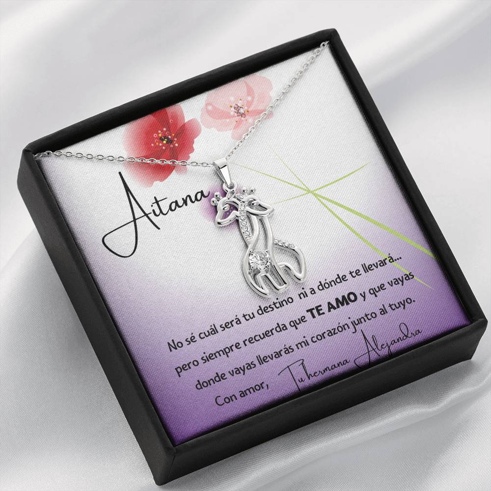 No sé cuál será tu destino…- Collar 2 Jirafas. Personaliza la tarjeta para esa persona que amas y está lejos. Jewelry ShineOn Fulfillment 