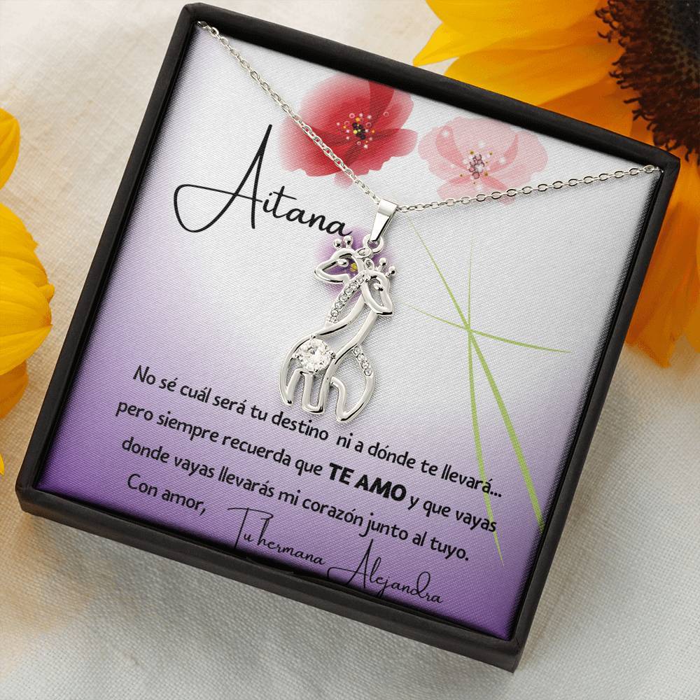 No sé cuál será tu destino…- Collar 2 Jirafas. Personaliza la tarjeta para esa persona que amas y está lejos. Jewelry 