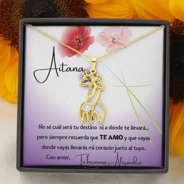 No sé cuál será tu destino…- Collar 2 Jirafas. Personaliza la tarjeta para esa persona que amas y está lejos. Jewelry 