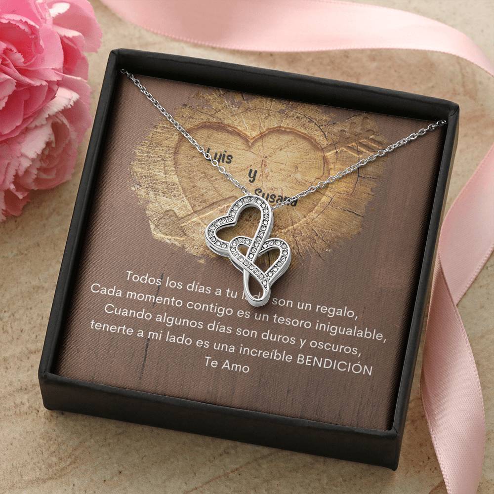 NUEVO Collar - Para mi Amor- Collar 2 corazones Dobles. Personaliza la tarjeta y escoge la caja para el collar. Jewelry 