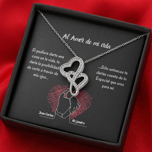 Nuevo producto - Para el Amor de Mi vida- Collar 2 corazones Dobles. Personaliza la tarjeta y escoge la caja para el collar. Jewelry 