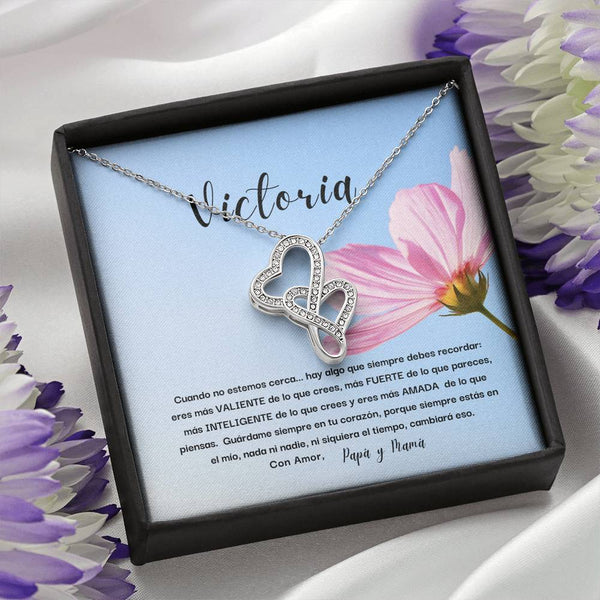 Nuevo producto - Recuerda: Cuando no estemos cerca… Collar 2 corazones Dobles. Personaliza la tarjeta y escoge la caja para el collar. Jewelry 