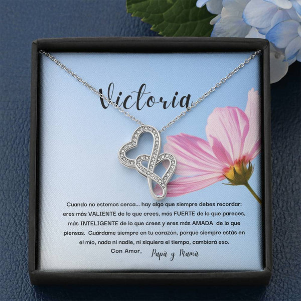 Nuevo producto - Recuerda: Cuando no estemos cerca… Collar 2 corazones Dobles. Personaliza la tarjeta y escoge la caja para el collar. Jewelry 