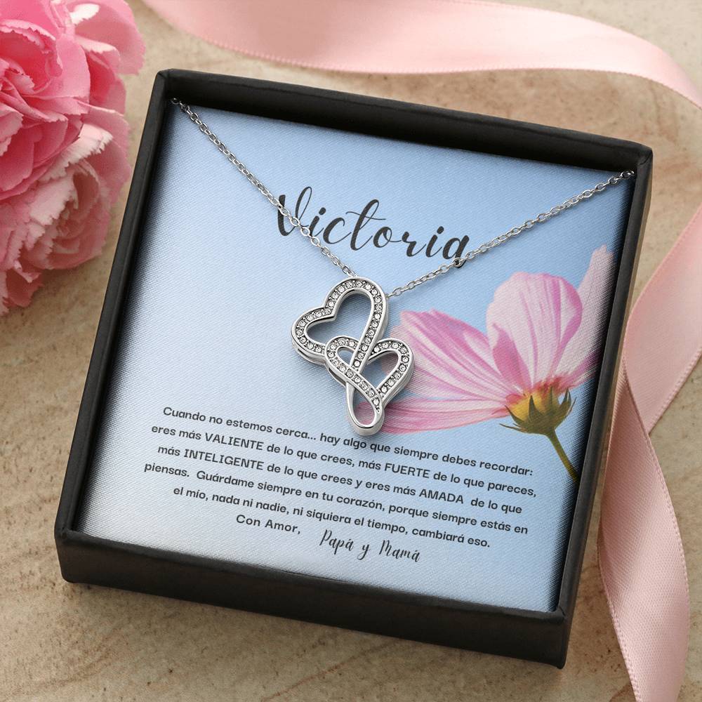 Nuevo producto - Recuerda: Cuando no estemos cerca… Collar 2 corazones Dobles. Personaliza la tarjeta y escoge la caja para el collar. Jewelry ShineOn Fulfillment 