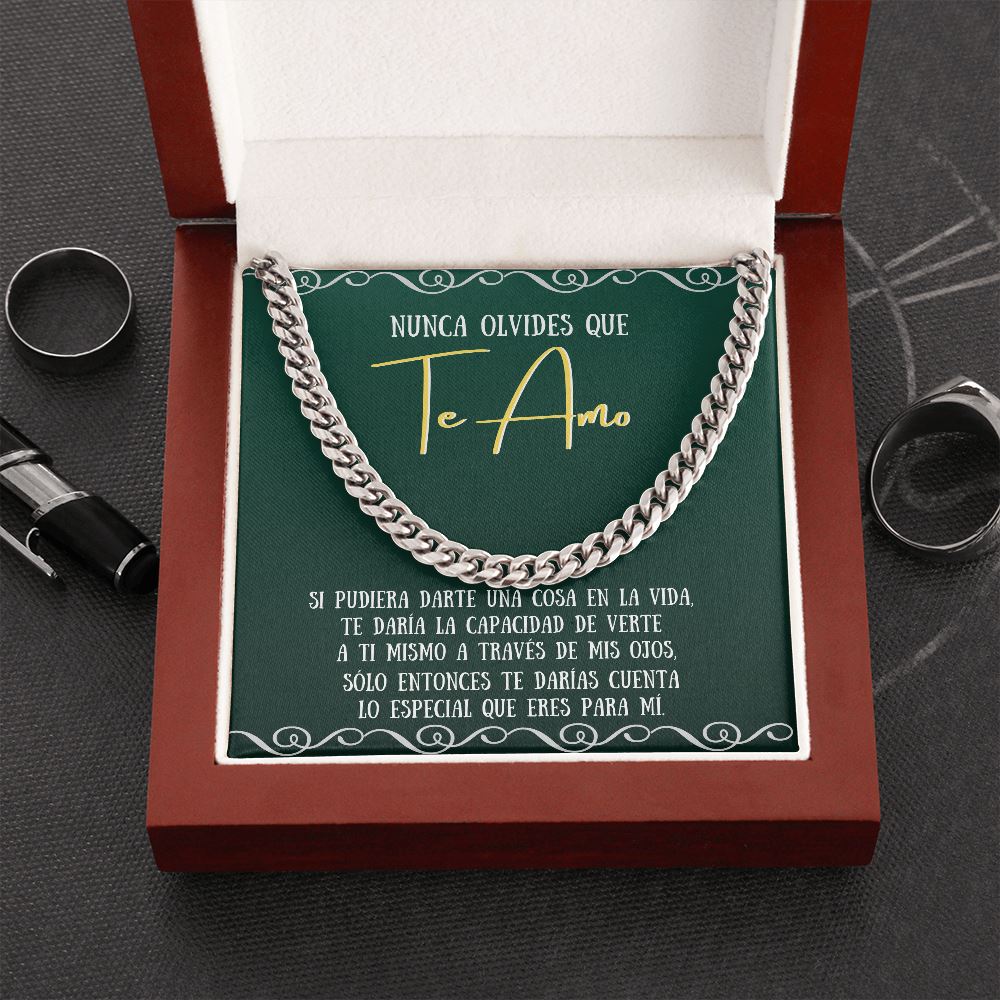 Nunca olvides que TE AMO - Cadena Cubana Jewelry/CubanLink Acero 