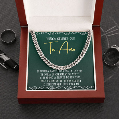 Nunca olvides que TE AMO - Cadena Cubana Jewelry/CubanLink Acero 