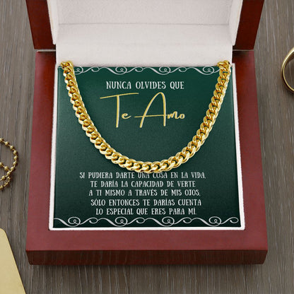 Nunca olvides que TE AMO - Cadena Cubana Jewelry/CubanLink Baño de Oro 14K 