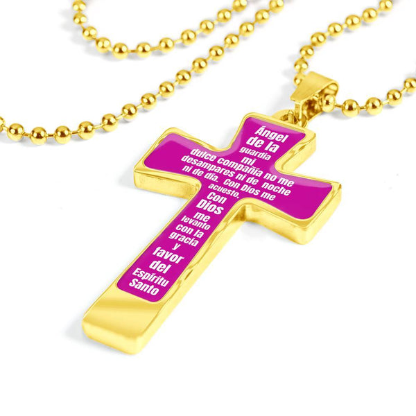 Oración para Ángel de la Guardia para regalar a la Hija - Fondo Rosa - Puedes Grabar el nombre atrás. Jewelry ShineOn Fulfillment 