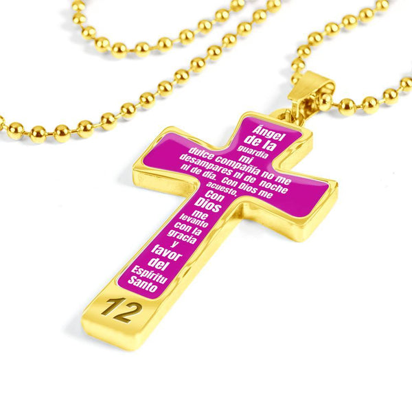 Oración para Ángel de la Guardia para regalar a la Hija - Fondo Rosa - Puedes Grabar el nombre atrás. Jewelry ShineOn Fulfillment 