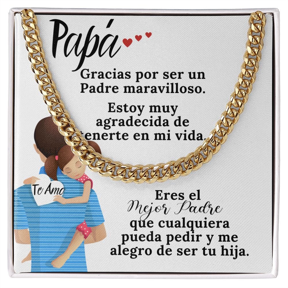 Papá, gracias por todo. - Cadena de eslabones cubanos y tarjeta incluida. Jewelry 14K Gold Over Stainless Steel Cuban Link Chain Standard Box 