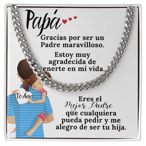 Papá, gracias por todo. - Cadena de eslabones cubanos y tarjeta incluida. Jewelry Stainless Steel Cuban Link Chain Standard Box 
