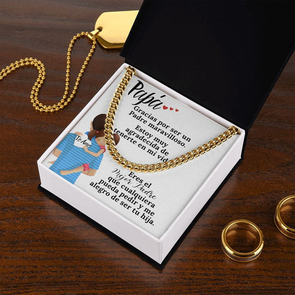 Papá, gracias por todo. - Cadena de eslabones cubanos y tarjeta incluida. Jewelry 