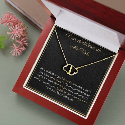 Para El Amor de mi Vida - Corazones de Oro amarillo sólido de 10K con Diamantes Reales Jewelry 
