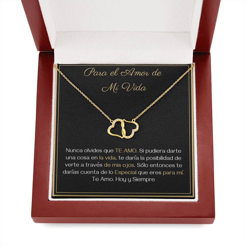 Para El Amor de mi Vida - Corazones de Oro amarillo sólido de 10K con Diamantes Reales Jewelry 