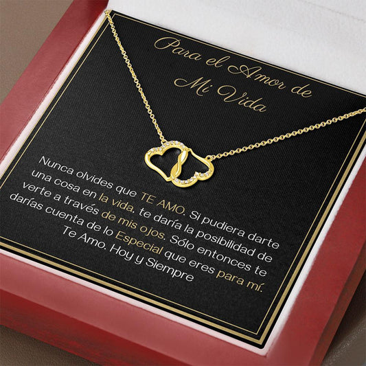 Para El Amor de mi Vida - Corazones de Oro amarillo sólido de 10K con Diamantes Reales Jewelry 