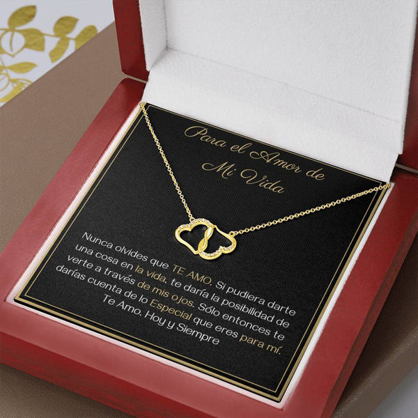 Para El Amor de mi Vida - Corazones de Oro amarillo sólido de 10K con Diamantes Reales Jewelry 