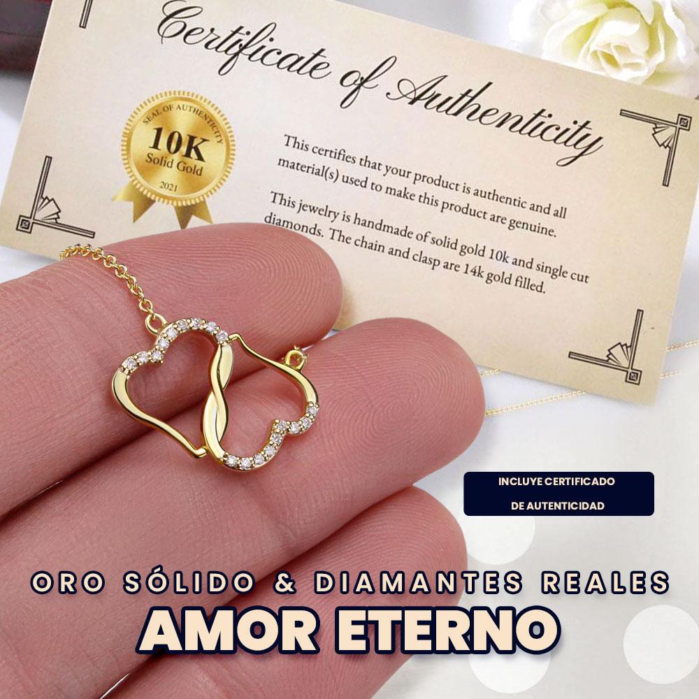 Para El Amor de mi Vida - Corazones de Oro amarillo sólido de 10K con Diamantes Reales Jewelry 
