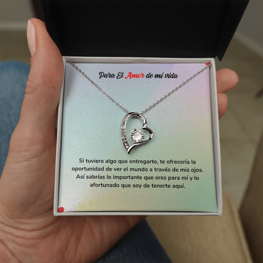 Para el Amor de mi Vida - Regalo de Amor Eterno con Collar Jewelry Acabado en oro blanco de 14 k Cajita Estandard (Gratis) 