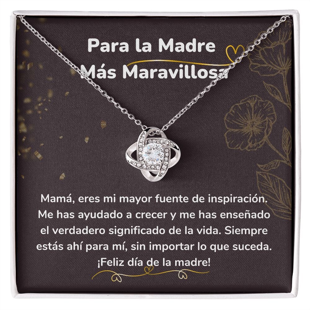 Para la Madre Más Maravillosa- Collar para Mamá (Nudo de Amor) Love Knot Jewelry/LoveKnot Acabado en oro blanco de 14 k Cajita Estándar (GRATIS) 