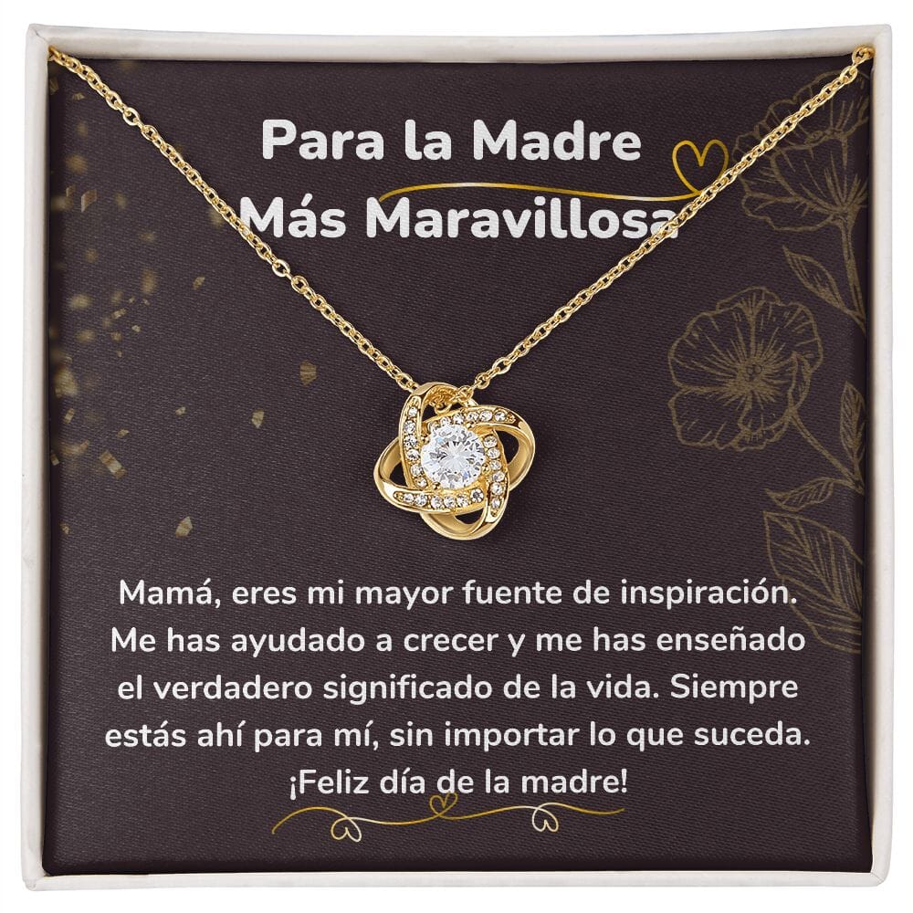 Para la Madre Más Maravillosa- Collar para Mamá (Nudo de Amor) Love Knot Jewelry/LoveKnot Acabado en Oro Amarillo de 18 quilates Cajita Estándar (GRATIS) 