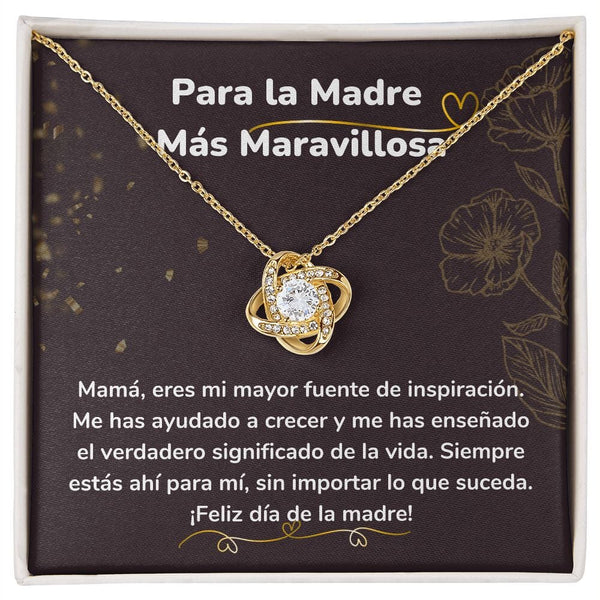 Para la Madre Más Maravillosa- Collar para Mamá (Nudo de Amor) Love Knot Jewelry/LoveKnot Acabado en Oro Amarillo de 18 quilates Cajita Estándar (GRATIS) 