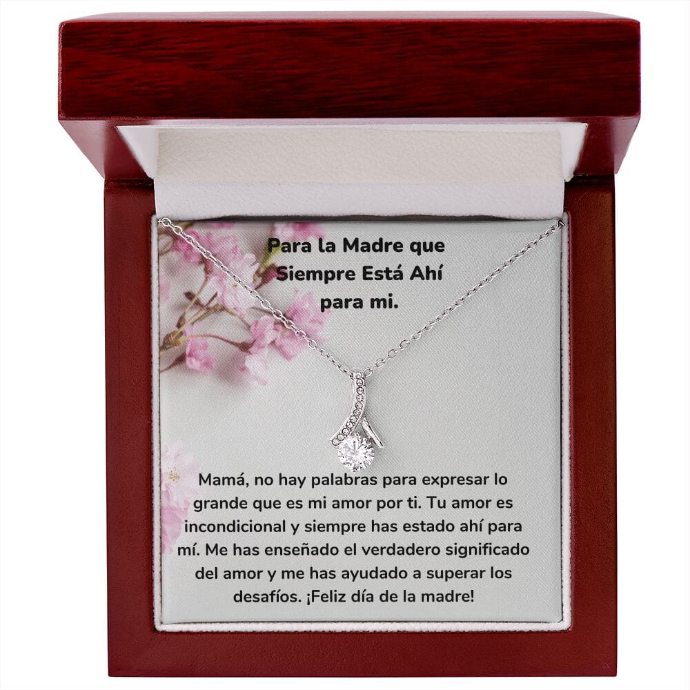 Para la Madre que Siempre Está Ahí para mi. Collar Belleza Seductora (Alluring Beauty) Para Mamá Jewelry/AlluringBeauty Acabado en oro blanco de 14 k Luxury Box 