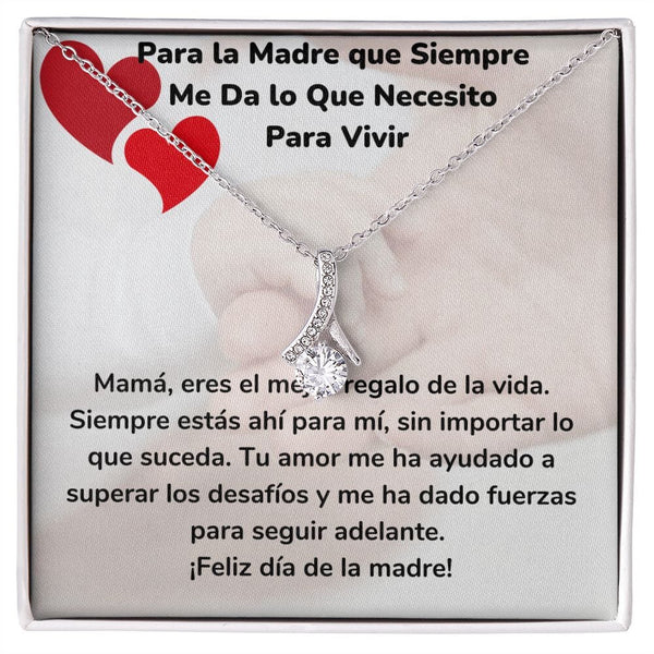 Para la Madre que Siempre Me Da lo Que Necesito Para Vivir Collar Belleza Seductora (Alluring Beauty) Para Mamá Jewelry/AlluringBeauty Acabado en oro blanco de 14 k Standard Box 
